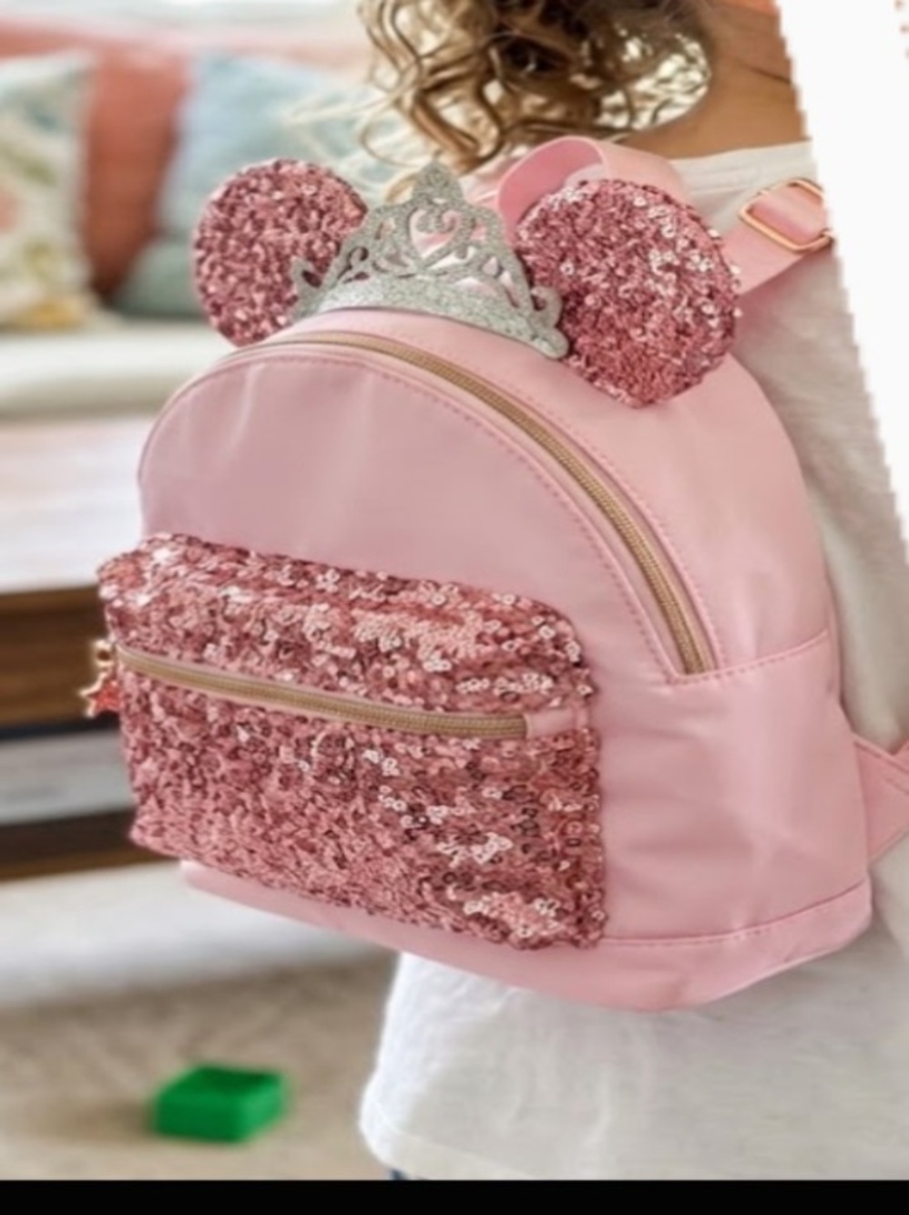 Sparkle Princess Kids Backpack - Pink Sequin Ear Design